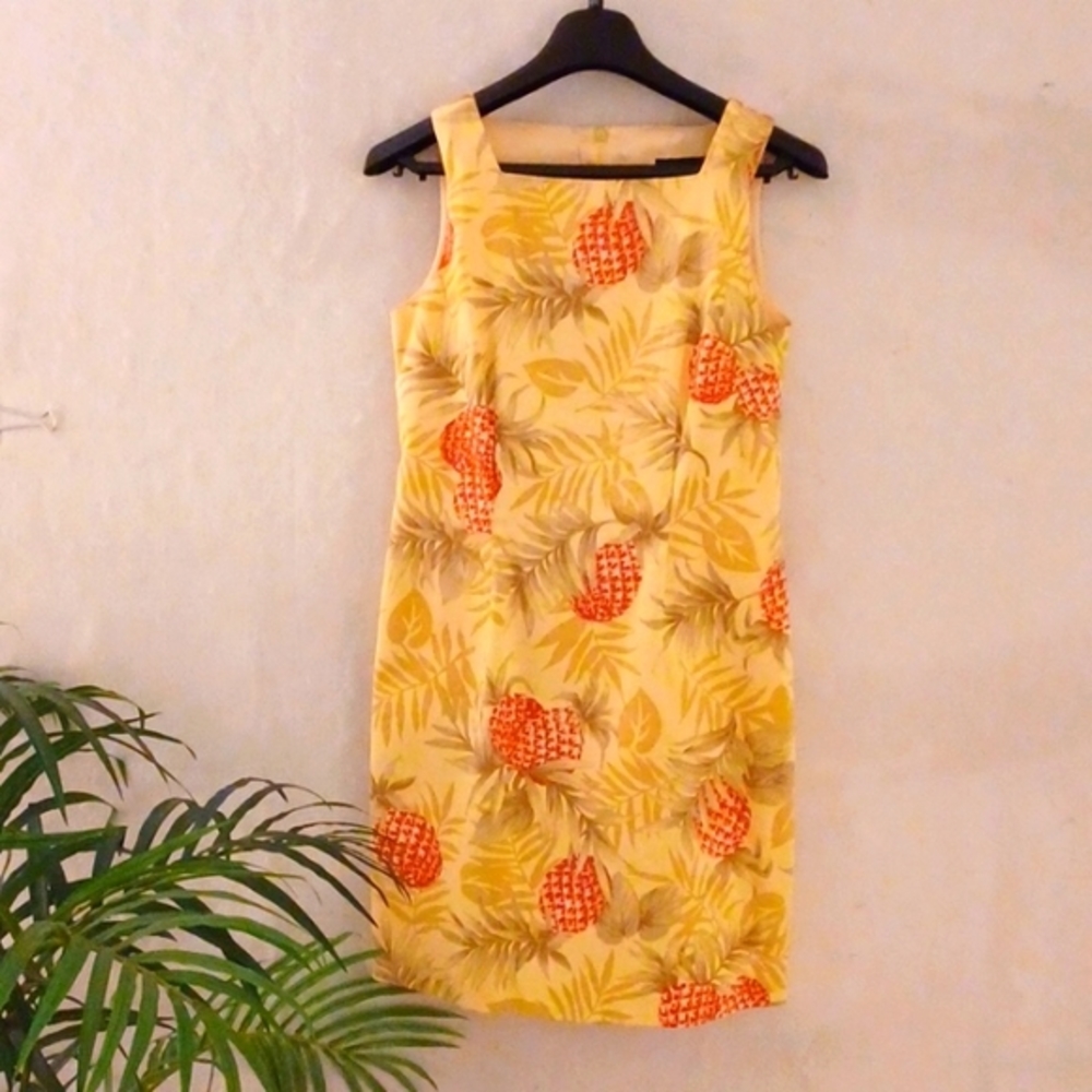 Yellow Positive Attitude Tropical Print Sheath Size Petite 4